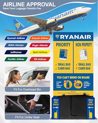 Plecak podręczny z zamknięciem próżniowym 40x30x20 dla Ryanair,bagaż podręczny pod siedzeniem,torba podróżna do samolotu,torba weekendowa,plecak turystyczny,plecak na co dzień,C01-Czarny