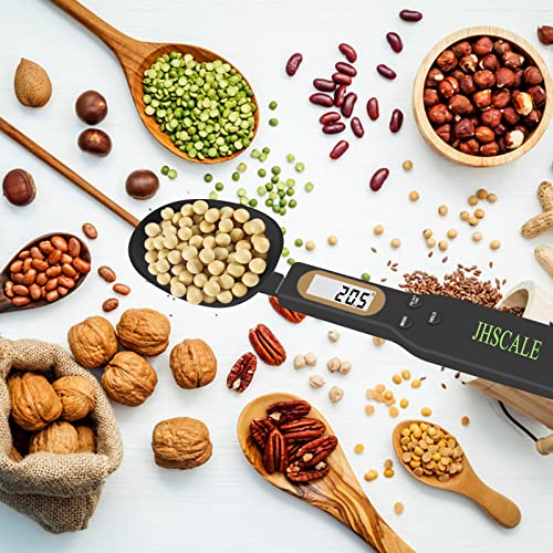 Jhscale Spoon Scale,Electronic Food Scale 500G/0.1G Weighing For Grams And Oz,Digital Kitchen Scale With Handle Grip And Spout For Coffee Power,Pills,Tea,Flour,Oil,Baking (Black) #TOP2