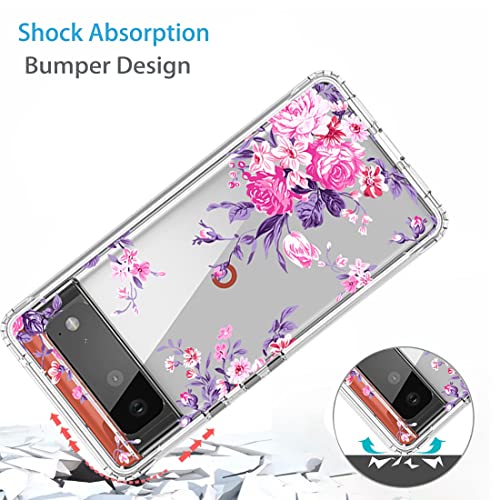 Coque Pixel 6 Pro antichoc silicone transparent fleur rose G8VOU - 7