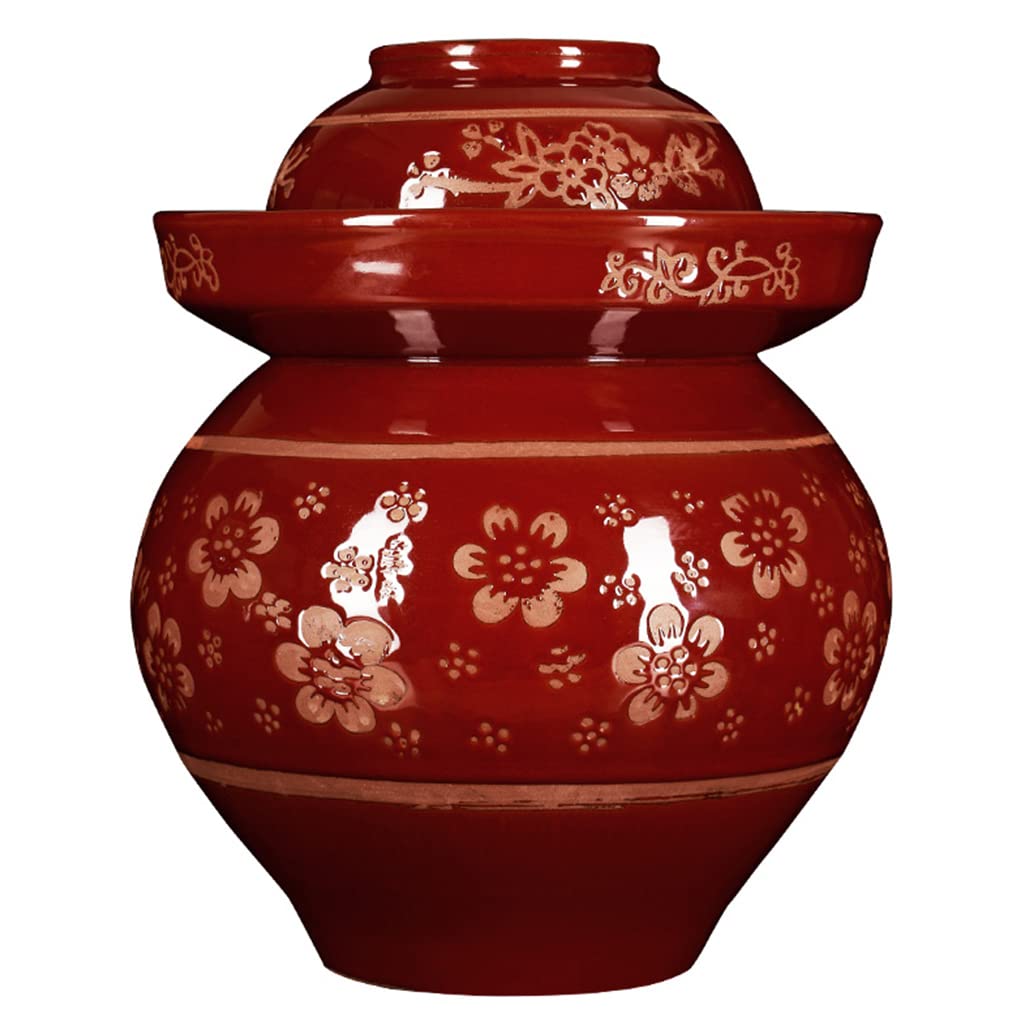 Ceramiczne tradycyjne słoiki fermentacyjne ， Tradycyjny chiński tradycyjny ceramiczny garnek do fermentacji, słoik do kiszenia z pokrywką z uszczelką wodną, ​​duży zagęszczony ceramiczny garnek do kim