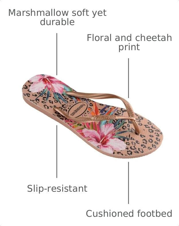 Image of Havaianas Girls Kid's Slim Animal Floral Flip Flop Sandals