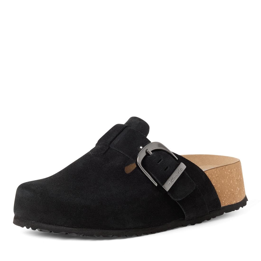 Tamaris Women’s footbed mule with wedge heel leather black 5.5 UK