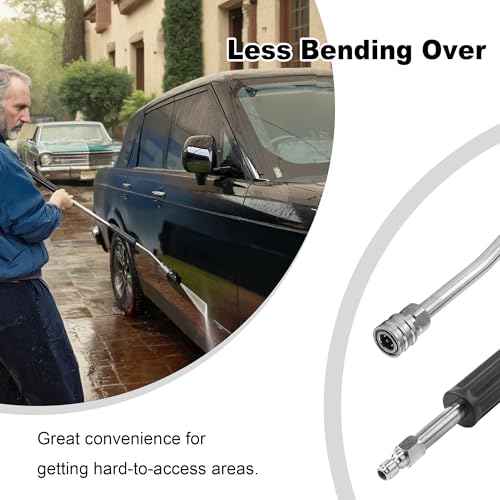 Image of Raincovo Pressure Washer Extension Wand, Anti-Slip Grip Power Washer Lance for Car Washing, Curved Angled and Straight Wand Replacement, 2 Pack, 1 /4'' Quick Connect
