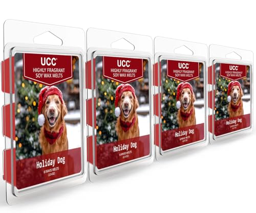UCC Christmas Wax Melts with Strong Fragrance, Long Lasting Premium Plant Based Natural Soy Scented Melts Cubes, Wax Melts Tarts, Colored Wax Melt Gift - 4 Pack