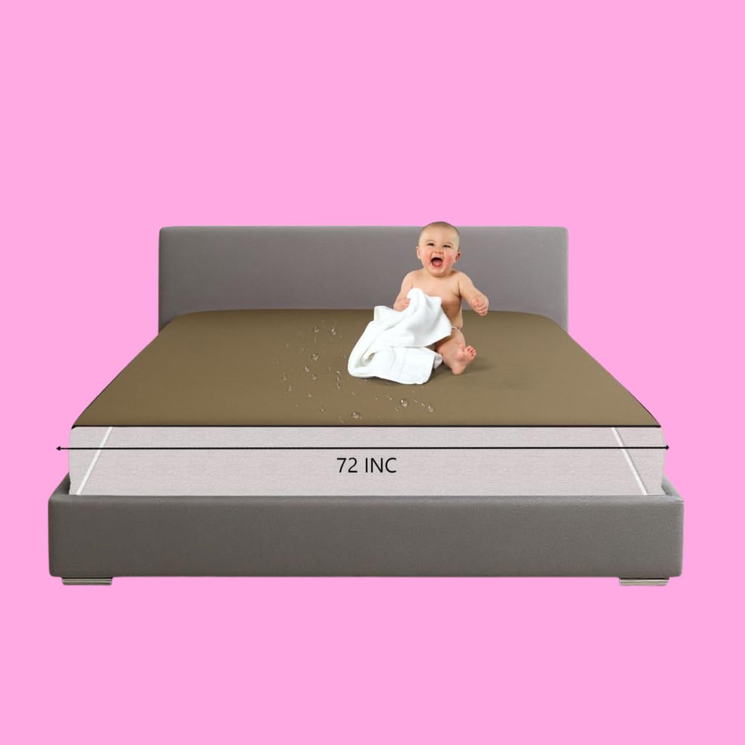 Cotton Terry Waterproof Mattress Protector Light Brown Soft King Mattress Cover-image-23