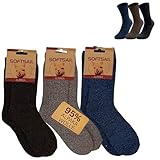 bhb 3 Paar Alpaka Socken 95% Wolle Damen Herren Winter Warm Weich Atmungsaktiv Premium Wolle Thermo Outdoor Trekking Arbeit Strick Nachhaltig (DE/NL/SE/PL, Numerisch, 43, 46, Blau/Grau/Schwarz)