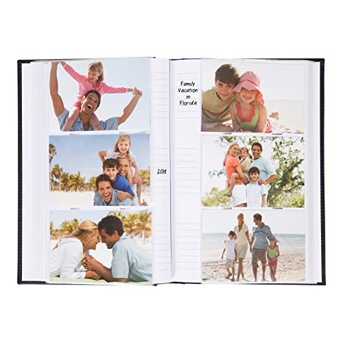 DesignOvation Sleek Black Faux Leather Photo Album, Holds 300 4x6 Photos, Set of 4
