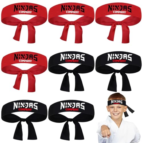 JYNVO 8 bandeaux ninja pour fête, bandeaux ninja, décorations d'anniversaire pour enfants, cadeaux pour fête ninja, adaptés aux fêtes sur le thème du...