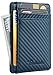 Travelambo Front Pocket Minimalist Leather Slim Wallet RFID Blocking Carbon Fiber Texture(Blue)
