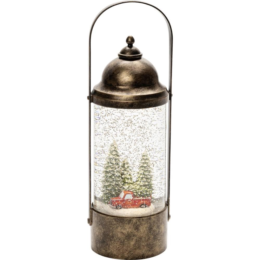 Konstsmide Brown Christmas Decorations Led Snow Globe Lantern Tree Pick Up Truck Scene/Water Filled/Indoor, 5 Hour Timer/Battery Operated: 3Xaa 1.5V (Excl.)/Christmas Lantern 1 Warm White Diodes