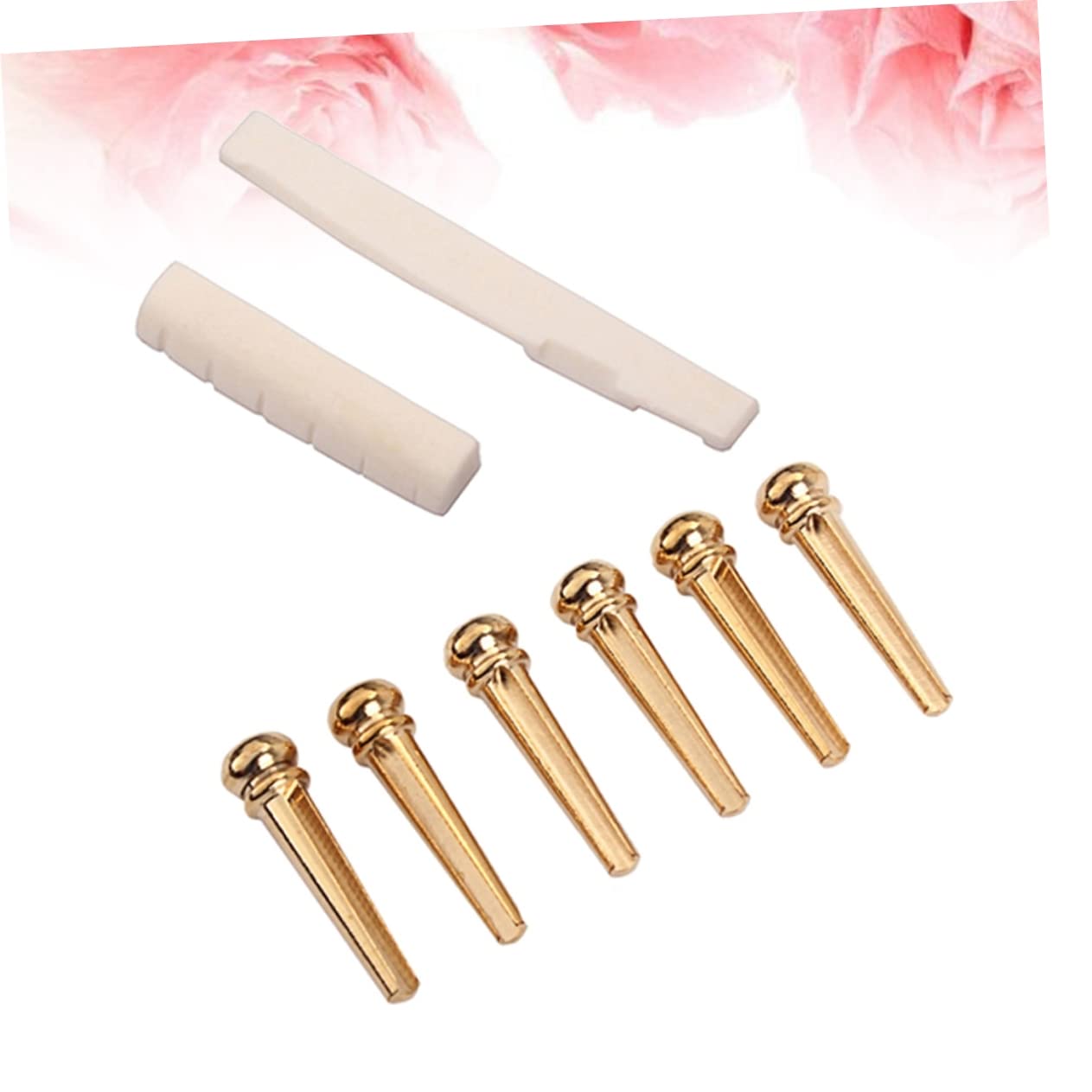 VICASKY 6 String Folk Guitar Saddle Nut Brass Guitar Bridge Bovine Bone Replacement Kit Parts