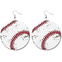 Pendientes colgantes de cuero con forma de pelota deportiva retro, béisbol, baloncesto, fútbol, voleibol, para mujeres y niñas, talla única, PU