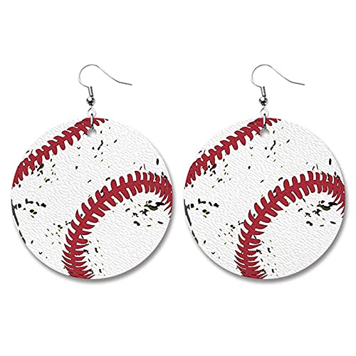 Retro Sports Ball Leather Dangle Earrings Baseball Basketball Soccer Volleyball Shape Earrings For Women Girls Jewelry(A) #TOP2