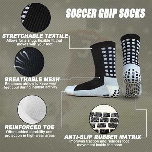 4 Pairs Anti Slip Soccer Socks/Non Slipping Basketball Socks/Sport Athletic Grip Socks2