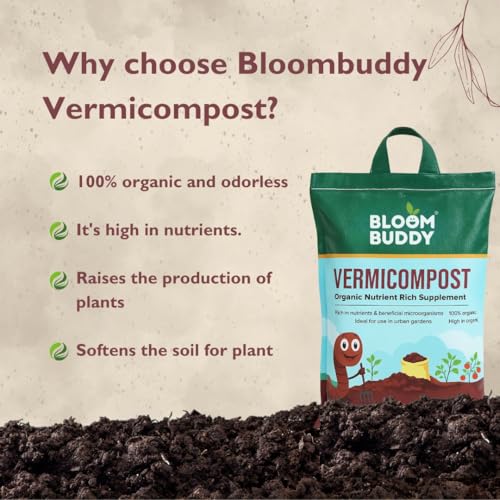 Image of BLOOMBUDDY Organic Vermicompost - 2x4.5 kg | Plant Fertilizer & Compost for Plants | Natural Manure for Home Gardening | Vermi Compost for Plants, Indoor Pots & Home Garden Use