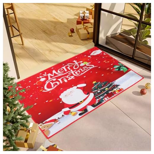 TSLBW Alfombra navideña 45 x 70 cm, felpudos navideños, alfombrilla de baño antideslizante para Navidad, alfombra de interior y exterior, decoración de baño, decoración navideña (Color A)