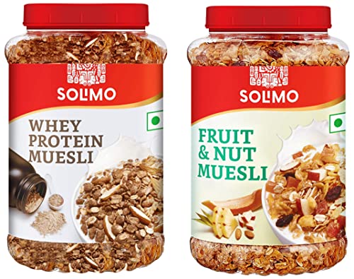 Image of Amazon Brand Solimo - Muesli with Whey 1kg & Amazon Brand Solimo - Fruit and Nut Muesli 1kg