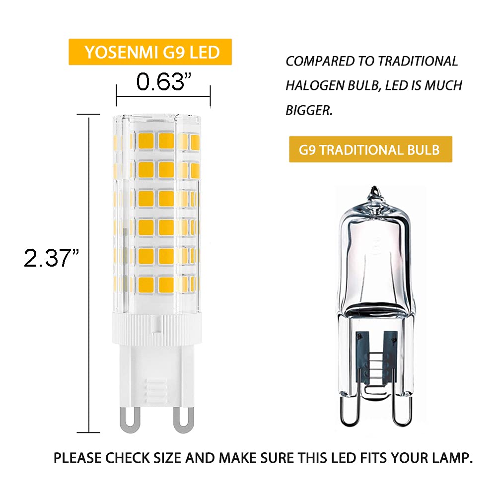 Bombilla LED G9 de 7 W, 60 W equivalente a bombilla halógena G9, 650 lm, CA 100 V-240 V, luz blanca diurna 6000 K, bombillas G9 no regulables para iluminación del hogar, paquete de 12