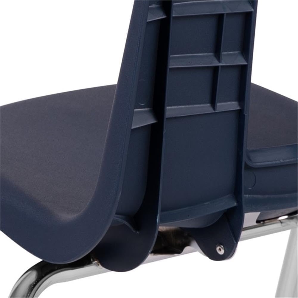 BOWERY HILL Contemporary Student Stack School Chair, 16-Inch Seat Height, Navy Finish, High-Density Polypropylene and Steel Frame, Ergonomic Design, Stackable Chair for Classroom, Daycare or