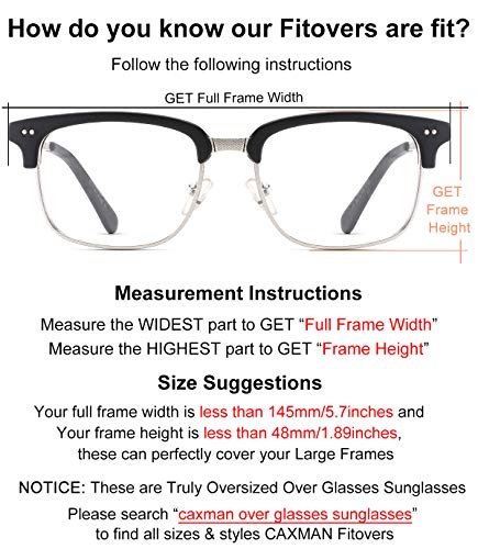 Caxman Oversized Fits Over Sunglasses Mirrored Polarized Lens For Prescription Glasses With Soft Pu Case, Black Frame Blue Mirror Lens, Size 55Mm #TOP2