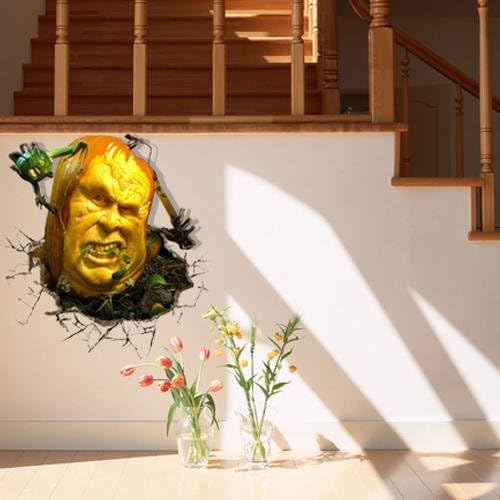 LPAG Creative 3D stereo wall stickers mural wallpaper the background of hotel bedrooms living room TV sofa toilet perspective HD stickers wall stickers Green pigment #009 , Squash Monster