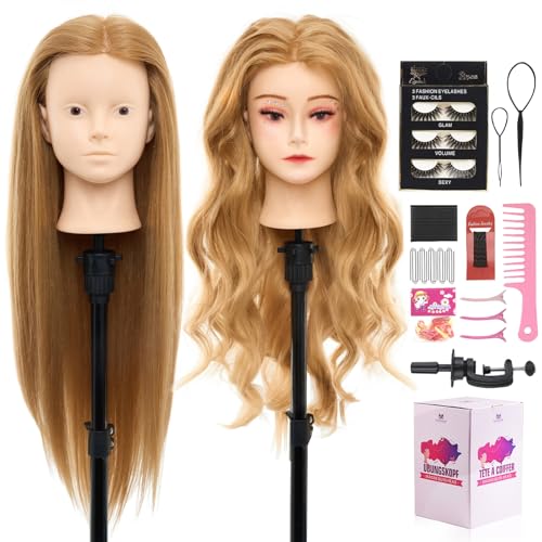 Mannequin Head with Human Hair with 80% Real Hair 28" Makeup Head