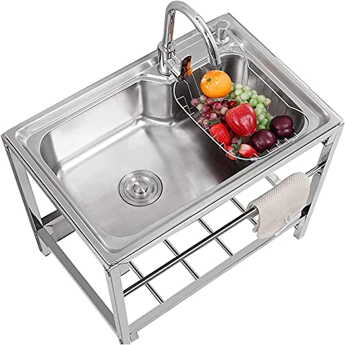 Évier utilitaire en acier inoxydable structure commerciale robuste cuve profonde 75cm - 2