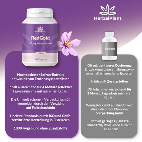 HerbalPlant RedGold Safran-Extrakt Kapseln als natürlicher Stimmungsaufheller