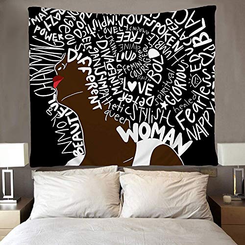 Sara Nell African American Women Tapestry African Art Afro Women Inspirational Quote Hair Art Tapestries Wall Art Hippie Bedroom Living Room Dorm Wall Hanging Throw Bedspread 50X60 Inches #TOP1
