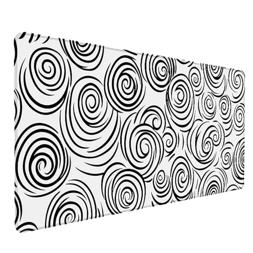 Tapis de souris XXL géométrie noir et blanc 800x300mm sous main imperméable pour bureau et gamer