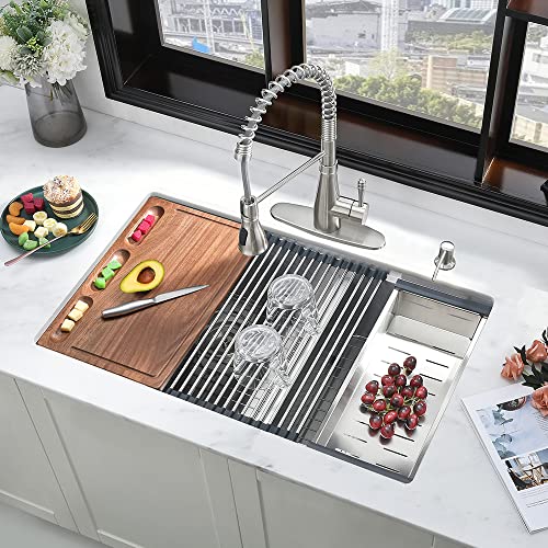 31 Stainless Steel Undermount Kitchen Sink Double Bowl-Ianomla 31 X19 Inch Undermount Workstation Sink 16 Gauge Stainless Steel Kitchen Sink 60/40 Low Divide Undermount Double Bowl Kitchen Sink #TOP1