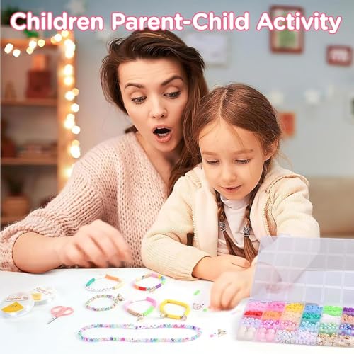 Image of ZORVO Bracelet Making Set, Clay Beads Kit, Macaron Color Beads for Bracelet Making for Girls Kids, Letter Beads with Unicorn Pendants, Crystal Star Flower Hair Beads Set for DIY Jewellery Crafts (New Unicorn)