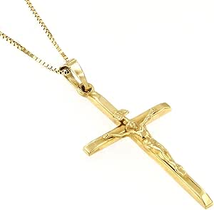 Christopher Cross Collana Con Ciondolo Croce In Acciaio Inox - Finitura Oro O Nero, Stile Cubano, Per Uomo E Donna Crocifisso In Oro