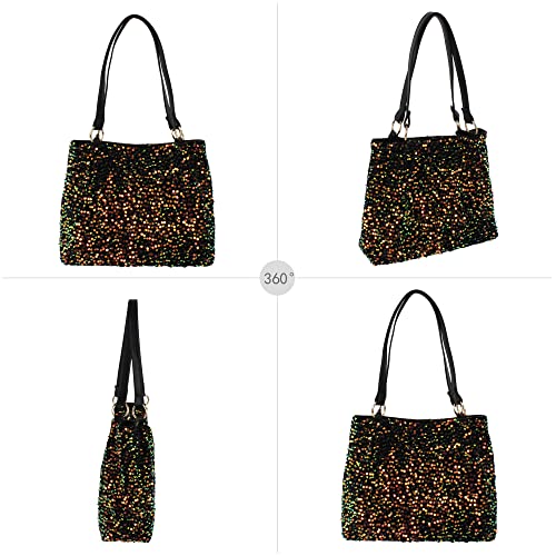 Bolso tote de hombro con lentejuelas brillante para mujer miniatura 4