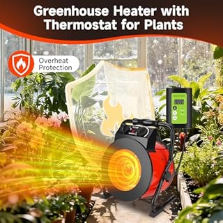 Orvella Greenhouse Heater with Digital Thermostat - 1500W Portable Outdoor Heaters for Green House, Fast Heating, Overheat Protection, Red/3