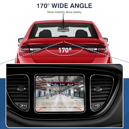Image of Rear View Backup Camera Reverse Camera Fit for Dodge Dart Trunk Lid Mounted 2013-2016 Parking Back Up Assist Camera Replace# 56038990AB 56038990AC 1WY78GW7AA 56038990AA