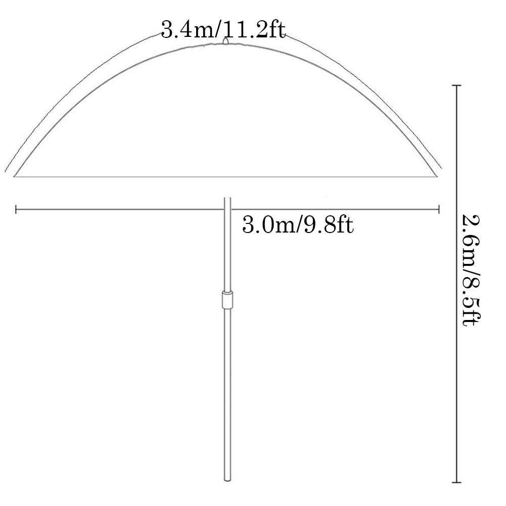 CYY Ombrellone da Giardino Tondo in Acciaio con Regolazione Altezza,Protezione UV e Impermeabile Grande Ombrellone da Esterno,per Cortile Tavolo Mercato Terrazza(2.8 M/9.2ft)