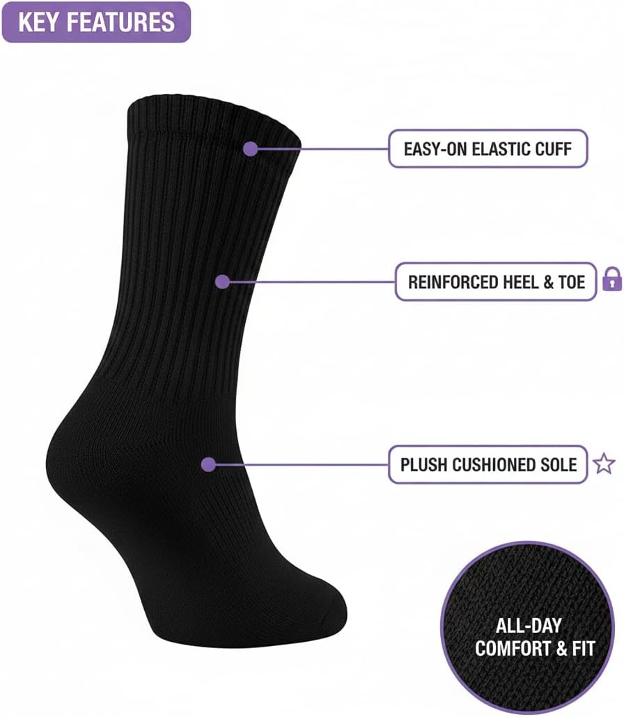 Men Socks 6/12 Pairs, Cotton Crew Socks, Breathable Athletic Extra Heavy Cushion Sock for Workout, Gym image 4