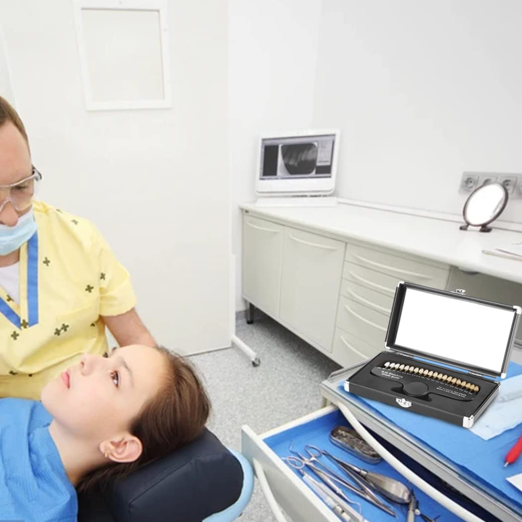 Guía de tonos dentales Guía de tonos dentales de 20 colores con espejo Herramientas de dentista para blanqueamiento dental para seguimiento de dentistas...