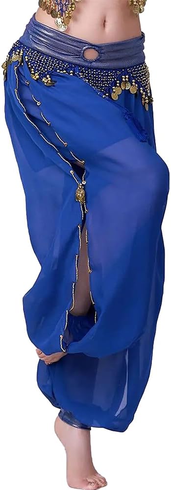 Women Belly Dance Carnival Costume Pants Sequin Shiny Harem Yoga Pants Bloomers Arabic Halloween Trousers for Halloween