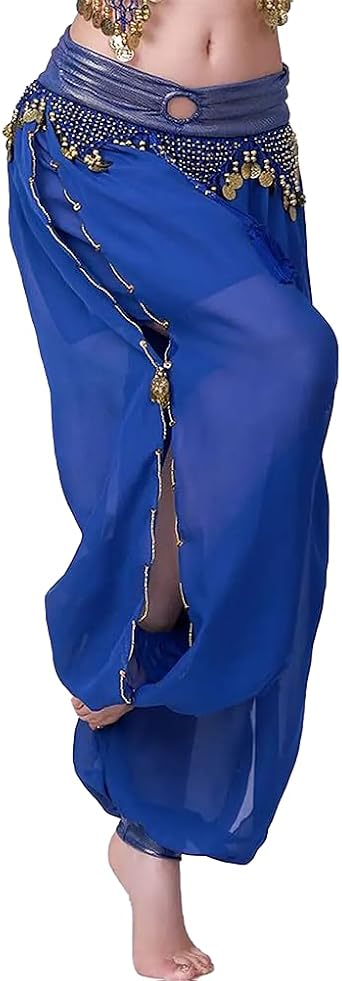 Women Belly Dance Carnival Costume Pants Sequin Shiny Harem Yoga Pants Bloomers Arabic Halloween Trousers for Halloween