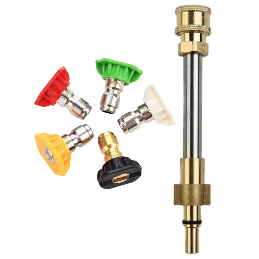 JPT Combo 5-Piece 1/4-Inch Quick Connect Universal Pressure Washer Nozzle Tips And Pressure Washer Adapter Compatible With Bosch AQT-image-27