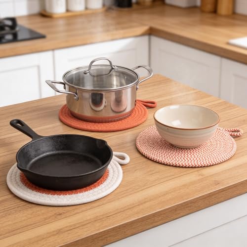 Image of Encasa XO Trivets for Hot Dishes, Heat Resistant Mat, Pot Holder Coral