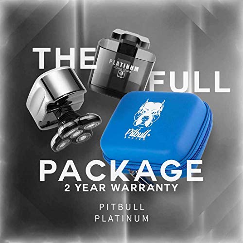 Skull Shaver Pitbull Platinum Electric Razor -for a Perfect Bald Look Wet/Dry 5 Head 4d Cordless USB Rechargeable Rotary Shaver