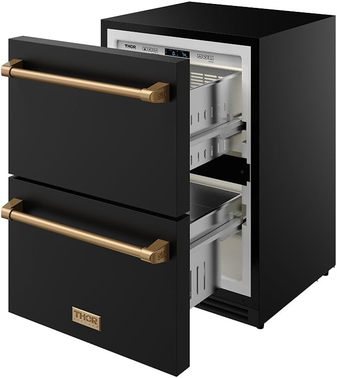 Thor Kitchen 24 Inch Undercounter Built-In or Freestanding Drawer Refrigerator – Black/Bronze | Gordon Ramsay Series