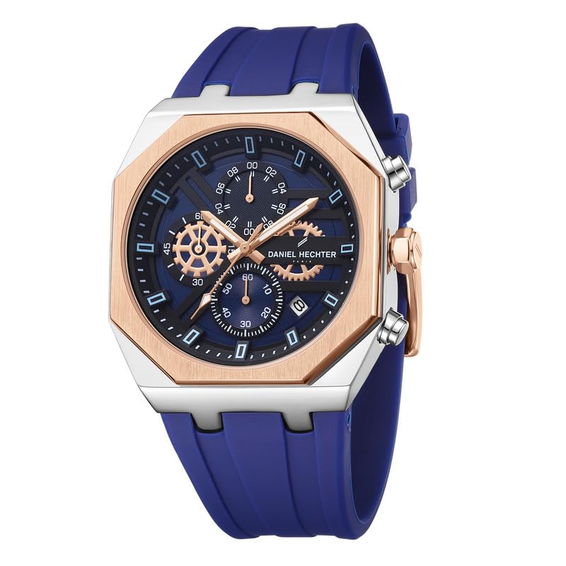 Image of Daniel Hechter Paris Orsay Collection Multifunctional Watch for Men with Octagone Dial and Silicon Strap-DHM1007