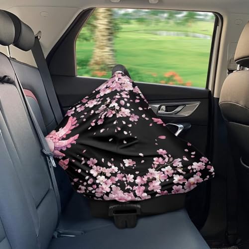 Image of Cherry Blossom Car Carseat Canopy for Puppy's Lover Multifunctional Daily Baby Nursing Cover Axolotl Breastfeeding Cover Privacy Protector