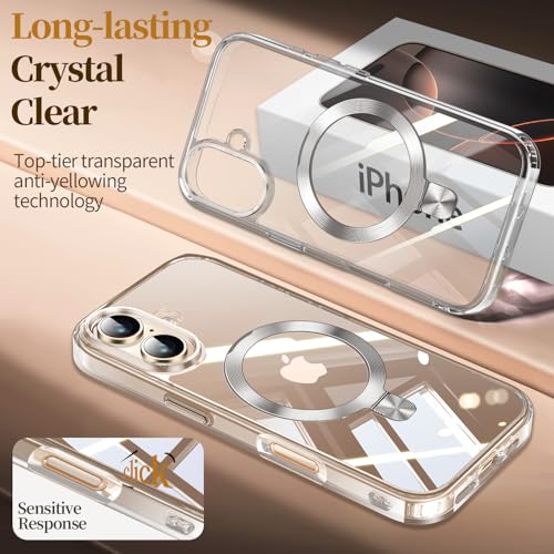 Image of ESTPEAK CD Mag-Stand Case for iPhone 16 Plus Case with Invisible Magnetic Ring, [Compatible with MagSafe] [Never Yellowing] Top Clear Phone Case Cover for iPhone 16 Plus 6.7 inch Men Women, Clear