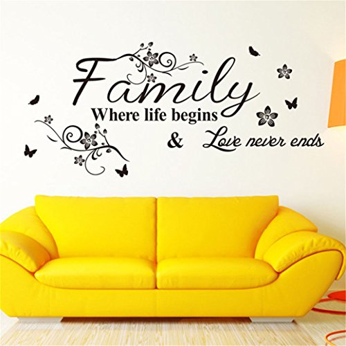 TIFENNY Hot Art Family Beautiful Flower Wall Stickers Home Words Decor Wall Sticker