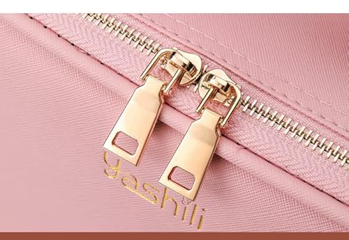 Bolsa de maquiagem de viagem com espelho, 3 cores ajustáveis, estojo organizador de maquiagem, estoj